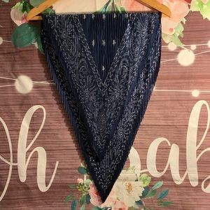 Navy & White Star Printed Cosmic Scarf